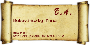 Bukovinszky Anna névjegykártya